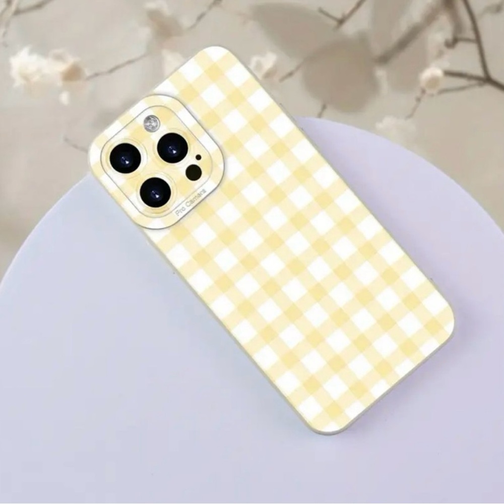 Apple iPhone Phone Case Simple Yellow Plaid Stylish & Protective TPU - Picture 5 of 6